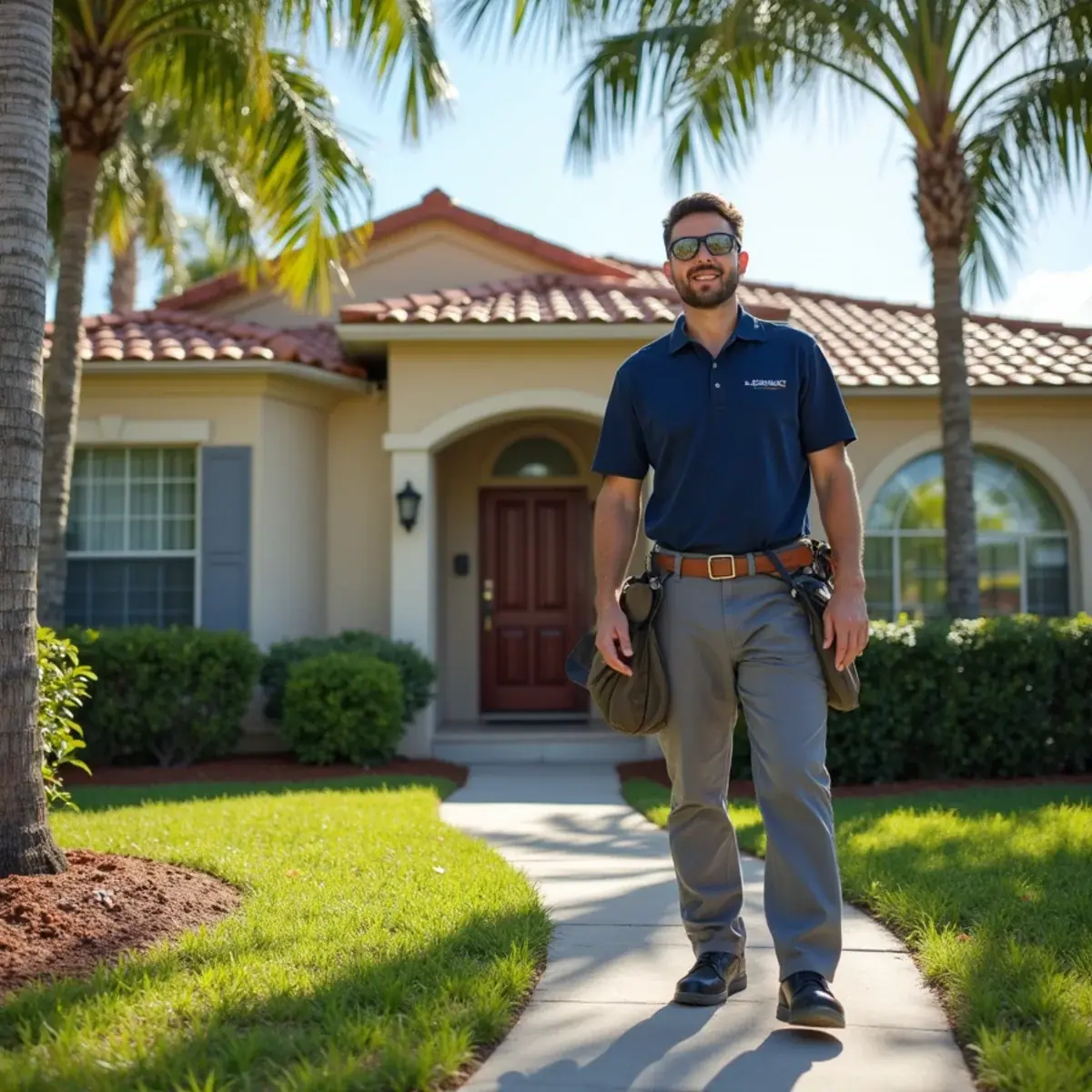 HVAC technician servicing an air conditioner at a home in Kensington Park, FL