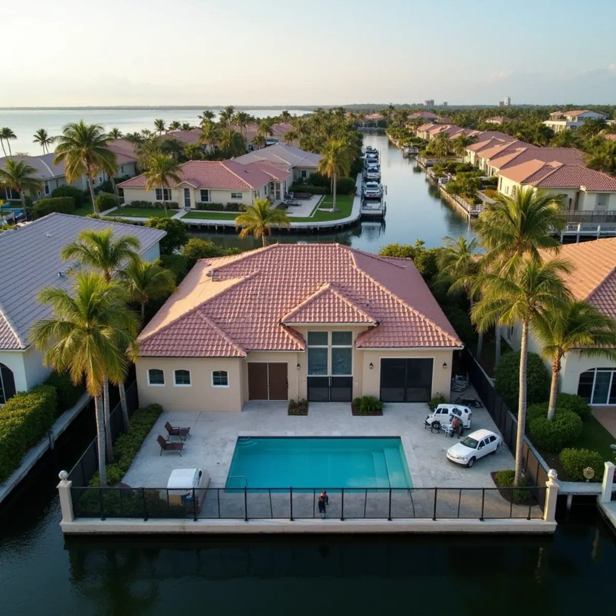 Aerial view of Venice, FL neighborhoods served by Brothers Services HVAC